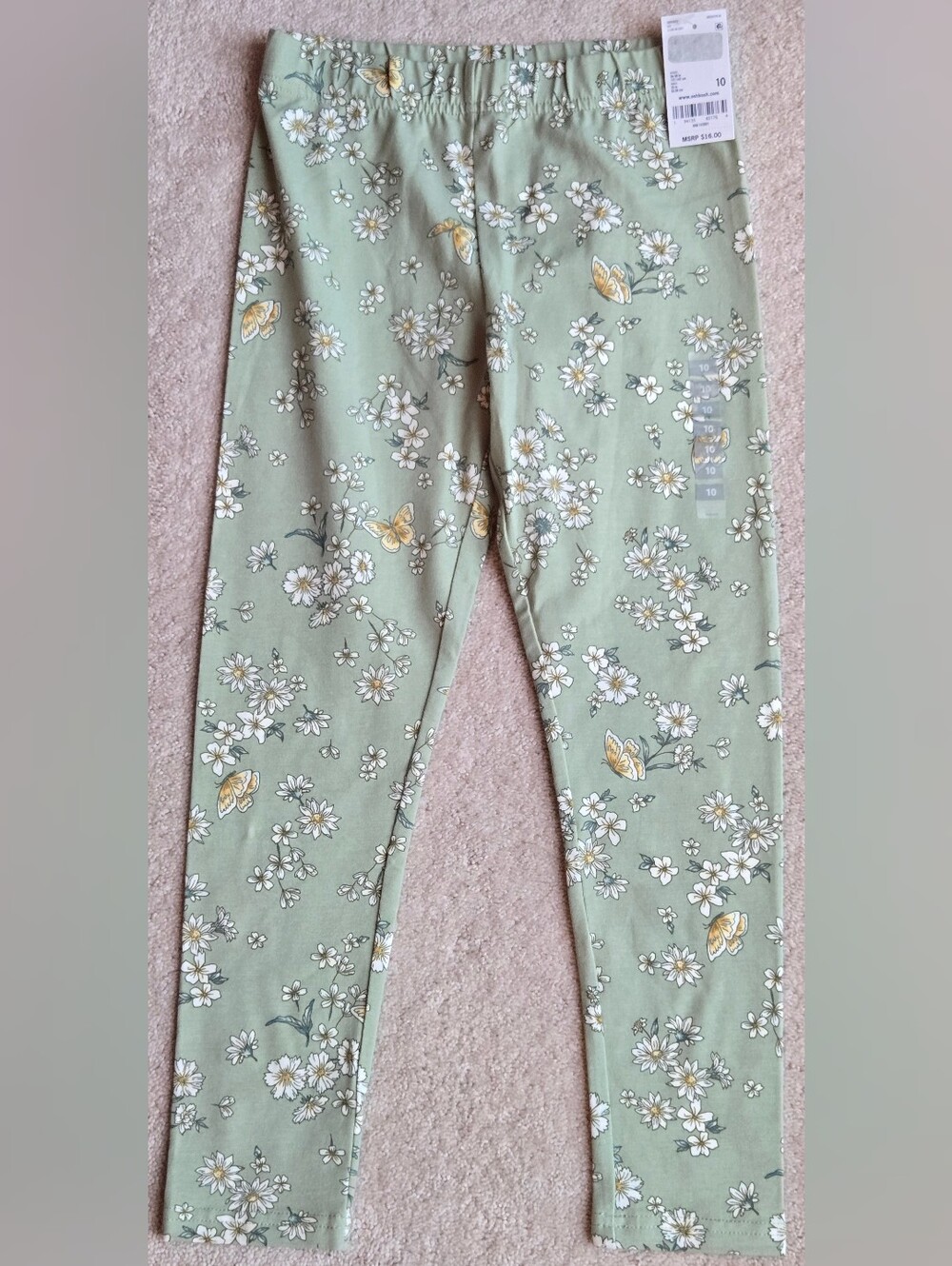 OshKosh B'gosh Sage Green Floral & Butterfly Leggings